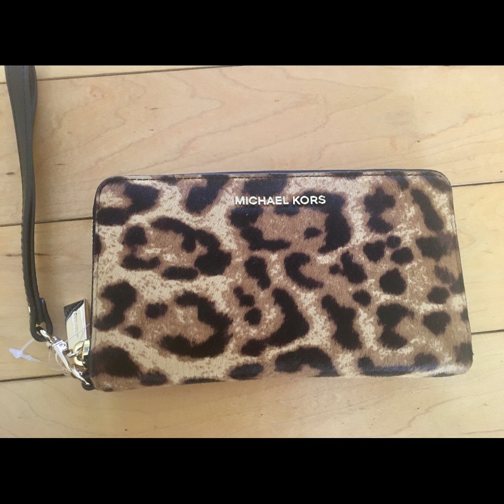 Michael Kors Calf Skin Animal Print Wristlet NWT